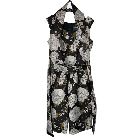 Samantha Sung Rachel‎ Dress Balconies Brocade Floral Metallic Dress Size 6 NWT
